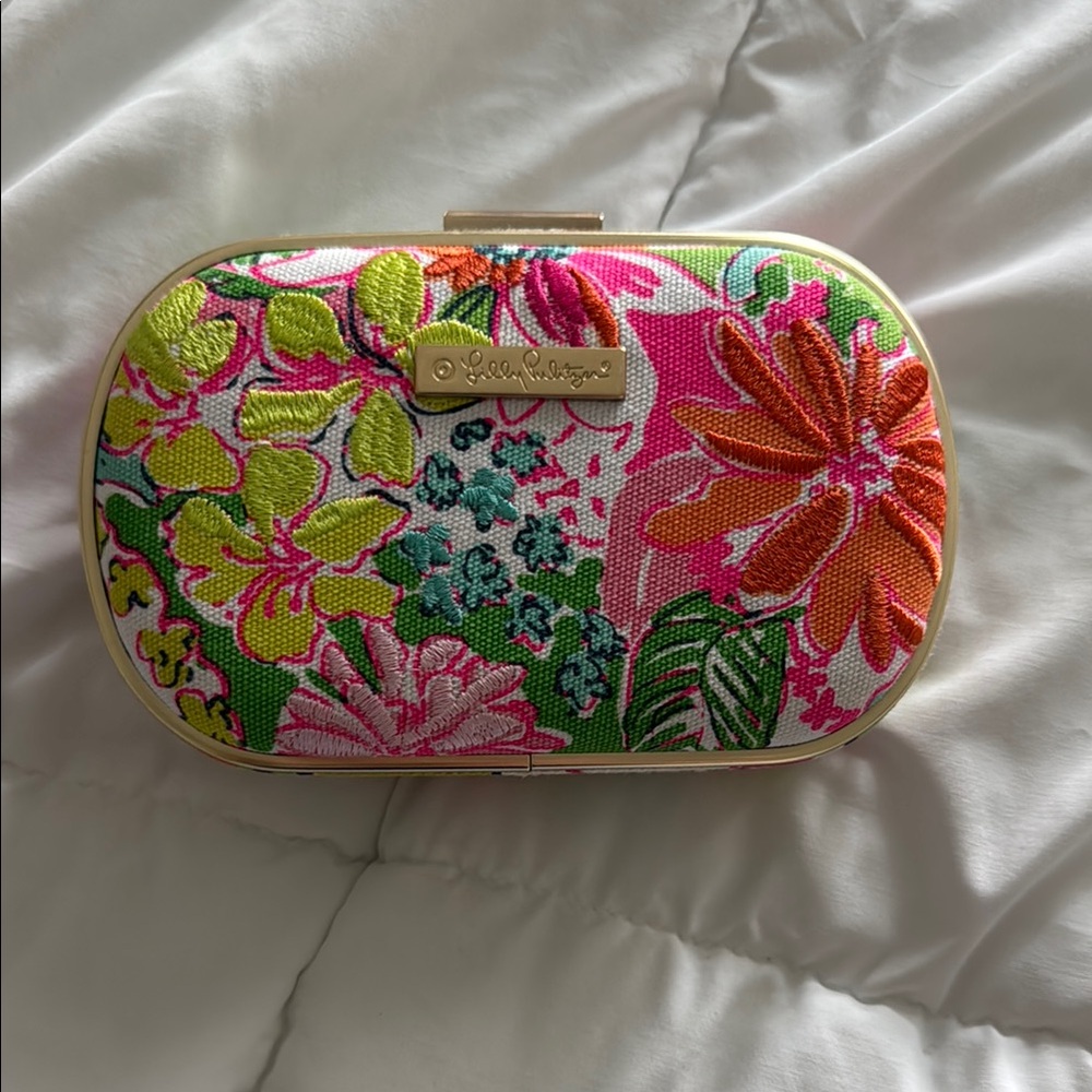 Lilly Pulitzer Green and Pink Tropical Clutch